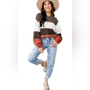 Fall Sweaters for Women Long Sleeve Oversized Trendy Casual Crew Neck KnittedTop